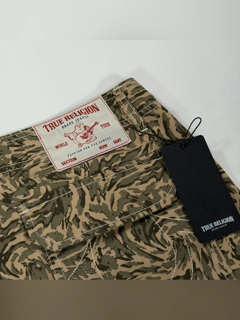 NWT True Religion Mens Size 34x32 Abstract Camo SN Cargo Pants Swirl Green $129